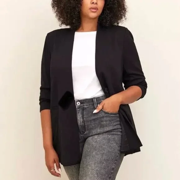 NWT TORRID Women's Longline Open Front Black Blazer - Picture 14 of 16